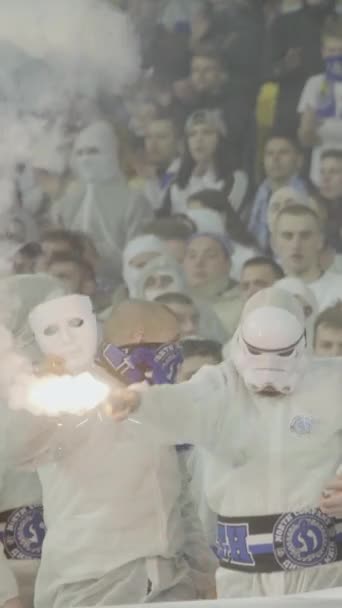 Ventilateurs dans le stade pendant le match. Vidéo verticale — Video