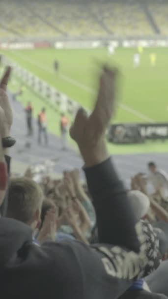 Fanii de pe stadion în timpul meciului. Video vertical — Videoclip de stoc