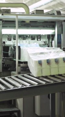 Kağıt fabrikasında taşıyıcı. Teknoloji. Dikey video
