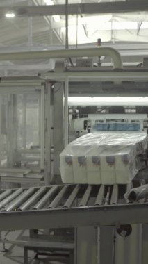 Kağıt fabrikasında taşıyıcı. Teknoloji. Dikey video