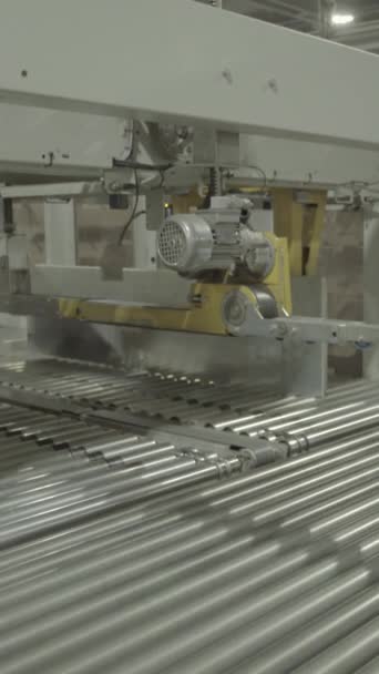 Transportador en una fábrica de papel. Tecnología. Vídeo vertical — Vídeos de Stock