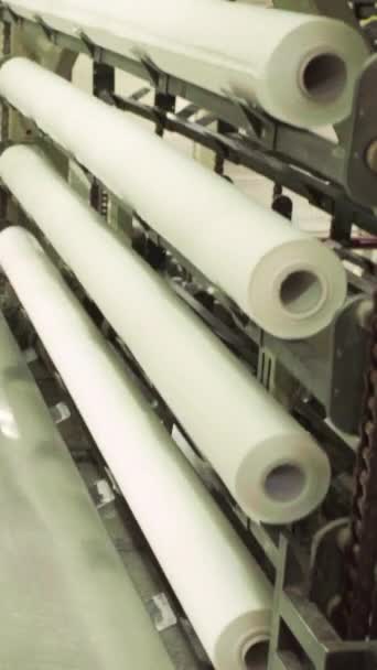Conveyor in a paper mill. Technology. Vertical video — Stock Video