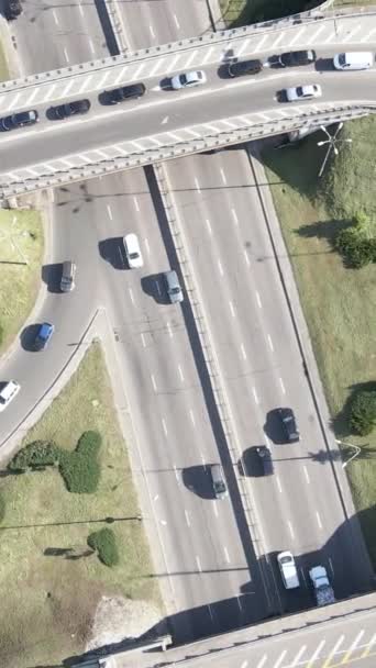 Cars on the road aerial view. Vertical video — Stock Video