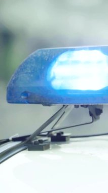 Bir polis arabasının çatısında teşhirci dikey video