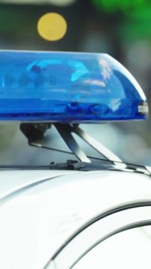 Bir polis arabasının çatısında teşhirci dikey video