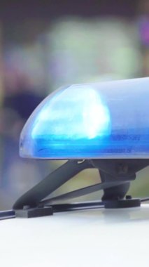 Bir polis arabasının çatısında teşhirci dikey video
