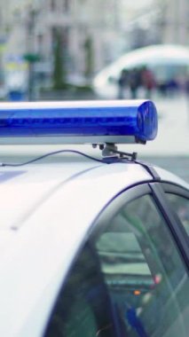 Bir polis arabasının çatısında teşhirci dikey video