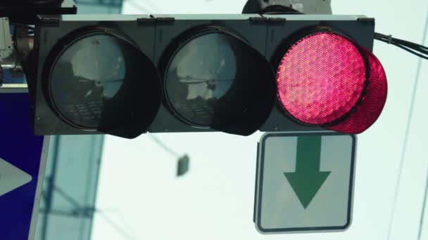 Semáforo na estrada durante o dia Vídeo vertical — Vídeo de Stock