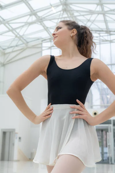 Beautiful flexible slender young girl ballerina. Ballet — Stockfoto