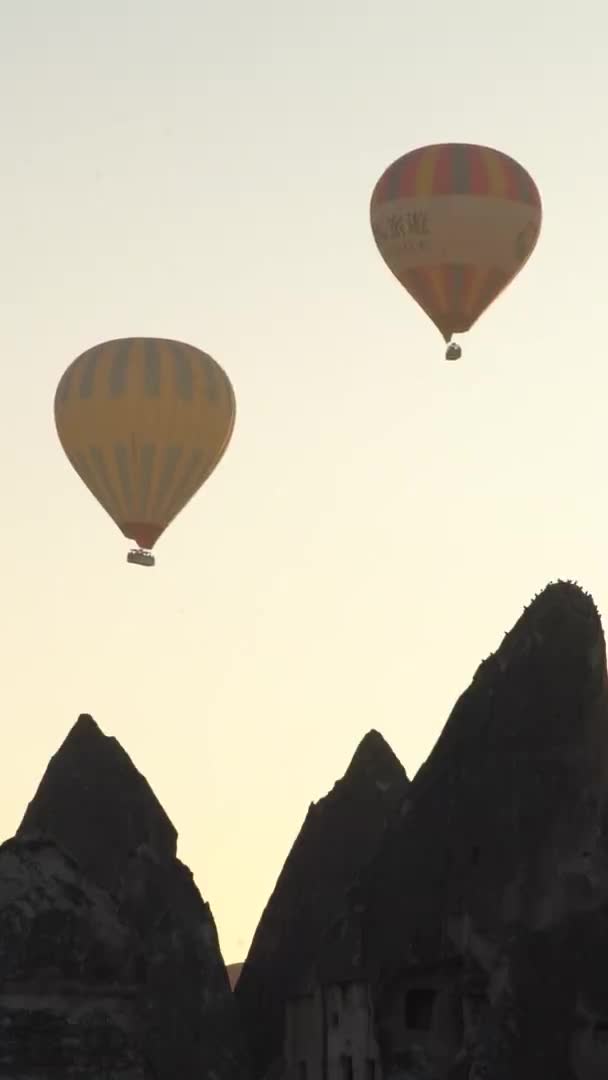 Balloons in Cappadocia Vertical video — Stock Video