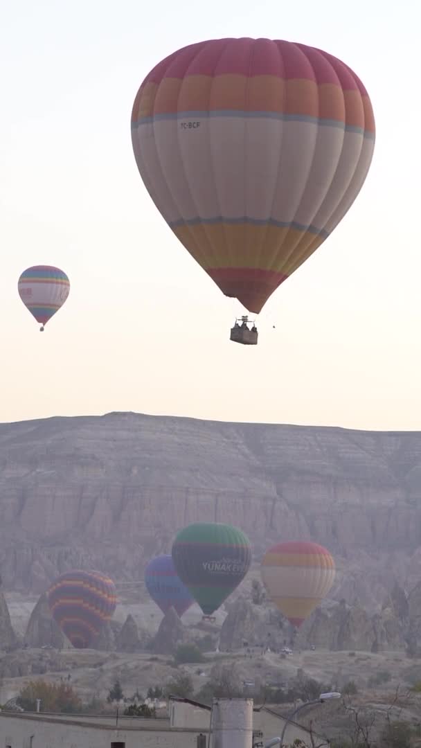 Balões na Capadócia Vídeo vertical — Vídeo de Stock