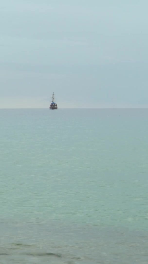 Mare sulla spiaggia vicino alla costa in Turchia Video verticale — Video Stock