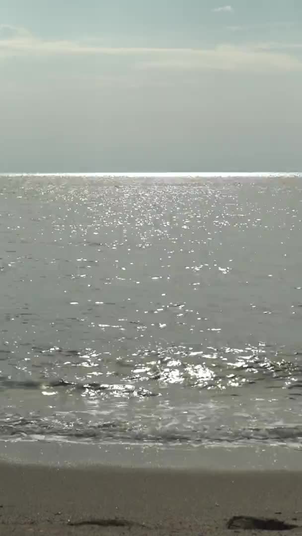 Θαλάσσιο τοπίο στην παραλία κοντά στην ακτή της Τουρκίας Κάθετη βίντεο — Αρχείο Βίντεο
