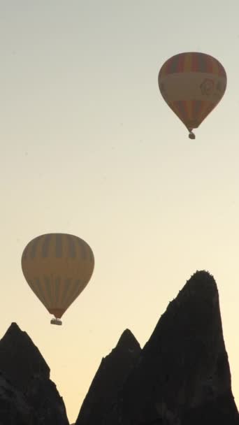 Ballonnen in Cappadocia Verticale video — Stockvideo