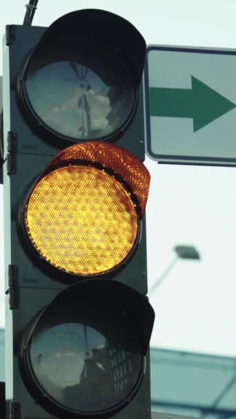 Traffic light on the road during the day Vertical video — Stock Video