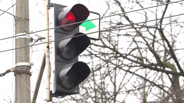 O semáforo na estrada regula o tráfego — Vídeo de Stock