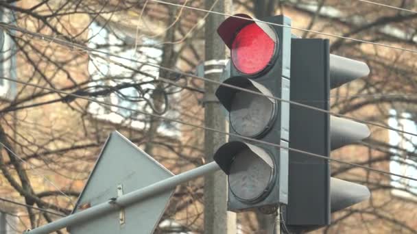 Światła drogowe na drodze reguluje ruch — Wideo stockowe