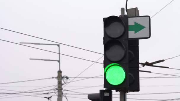 Ampel auf der Straße regelt den Verkehr — Stockvideo