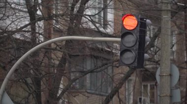 Yoldaki trafik ışığı trafiği düzenler