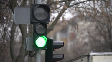 Yoldaki trafik ışığı trafiği düzenler