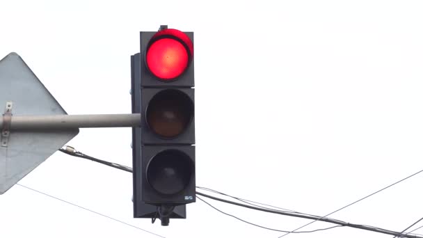 Traffic light on the road regulates traffic — Stock Video