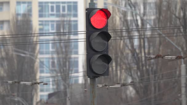 道路上的红绿灯管制交通 — 图库视频影像