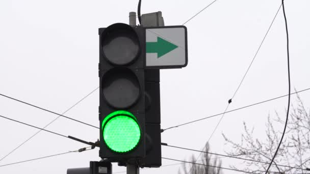 Ampel auf der Straße regelt den Verkehr — Stockvideo