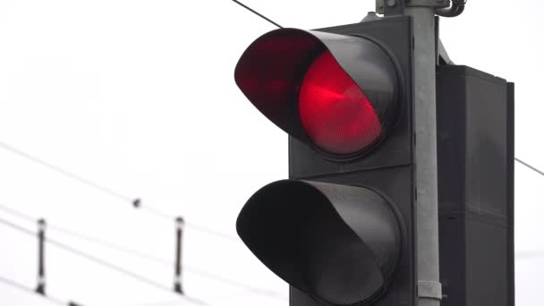 Semáforo en la carretera regula el tráfico — Vídeos de Stock