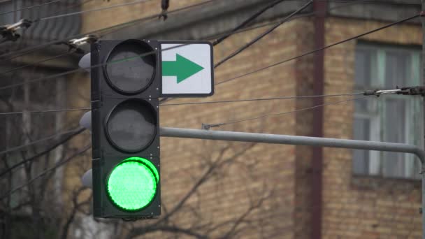 Ampel auf der Straße regelt den Verkehr — Stockvideo