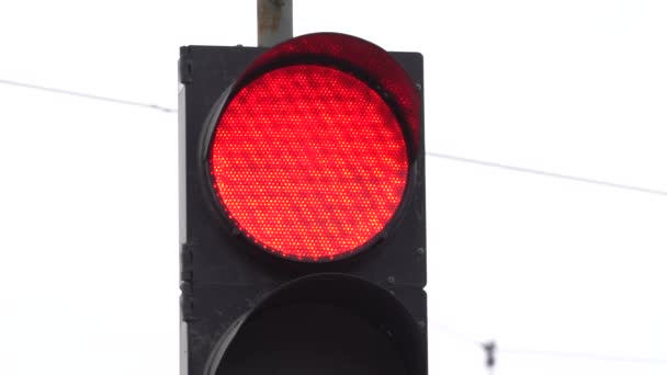 Semáforo en la carretera regula el tráfico — Vídeo de stock