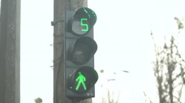 Yaya trafik lambası gündüz şehir caddesinde