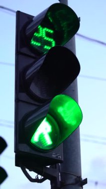 Yoldaki yaya trafik ışıklarının dikey videosu
