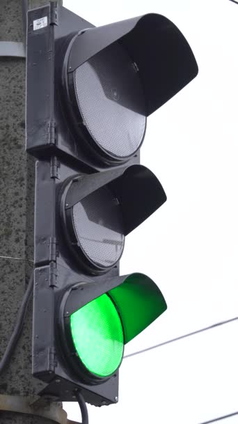 Вертикальне відео світлофора на дорозі — стокове відео