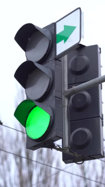 Vídeo vertical de um semáforo na estrada — Vídeo de Stock