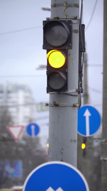Függőleges videó egy közúti közlekedési lámpáról — Stock videók