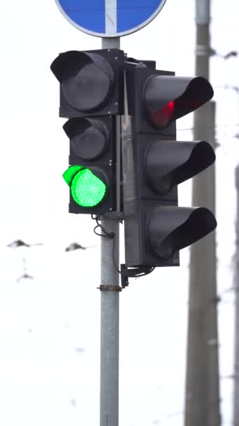 Pionowe wideo sygnalizacji świetlnej na drodze — Wideo stockowe