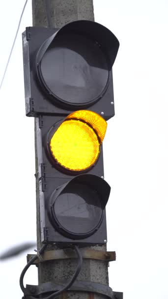 Vertikales Video einer Ampel auf der Straße — Stockvideo