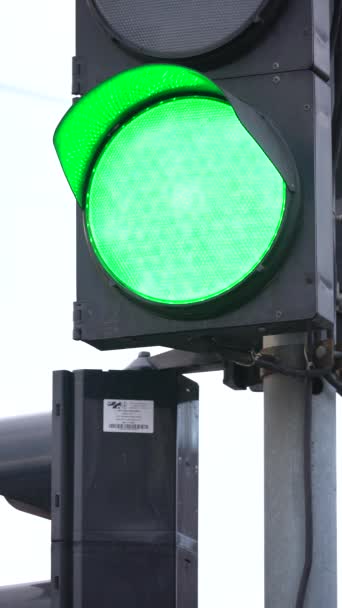 Vertikales Video einer Ampel auf der Straße — Stockvideo