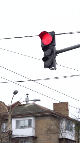 Vertikales Video einer Ampel auf der Straße — Stockvideo