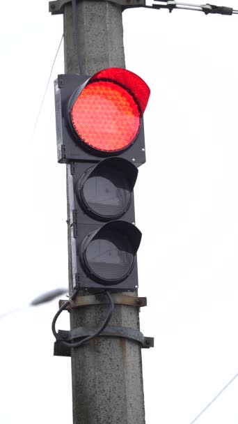 Vertical video of a traffic light on the road — Stock Video