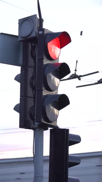 Függőleges videó egy közúti közlekedési lámpáról — Stock videók