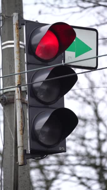 Video verticale di un semaforo su strada — Video Stock
