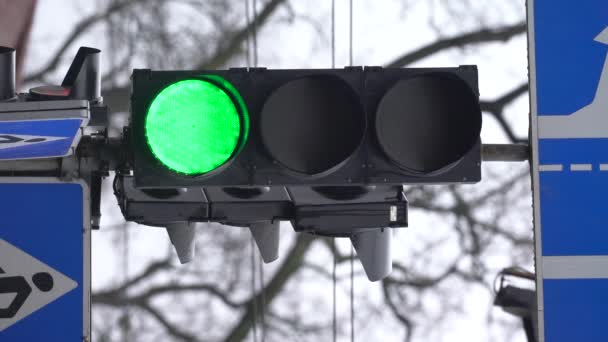 Vertikales Video einer Ampel auf der Straße — Stockvideo