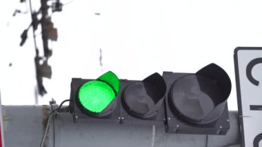Yoldaki bir trafik ışığının dikey videosu