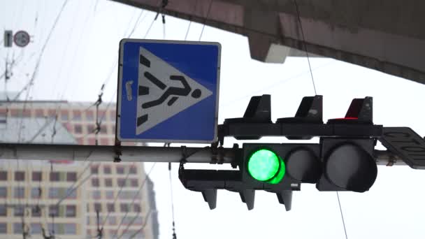 Vertikales Video einer Ampel auf der Straße — Stockvideo