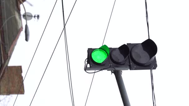 Video vertikal dari lampu lalu lintas di jalan — Stok Video