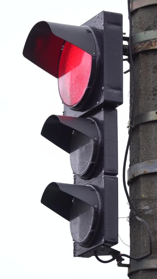 Vertikales Video einer Ampel auf der Straße — Stockvideo