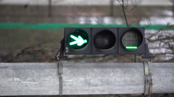 Vidéo verticale d'un feu de circulation piétonnier sur la route — Video