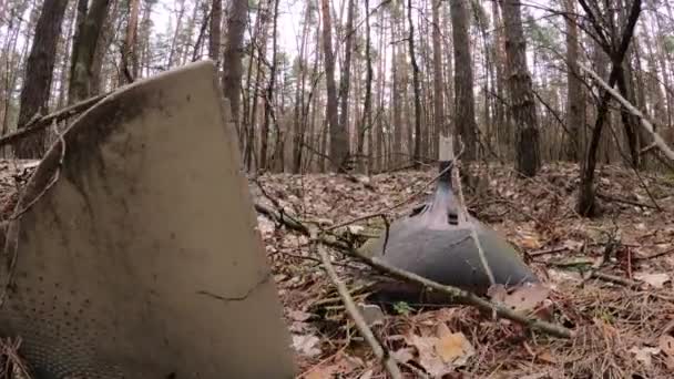 Dator på en skrotupplag i skogen — Stockvideo