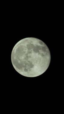 Gece gökyüzünde dolunayın dikey videosu